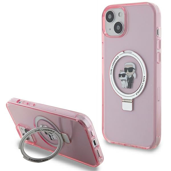 Karl Lagerfeld - Hardcase Ring Stand MagSafe (KLHMP15MHMRSKCP) - iPhone 15 Plus - Pink Karl&Choupette