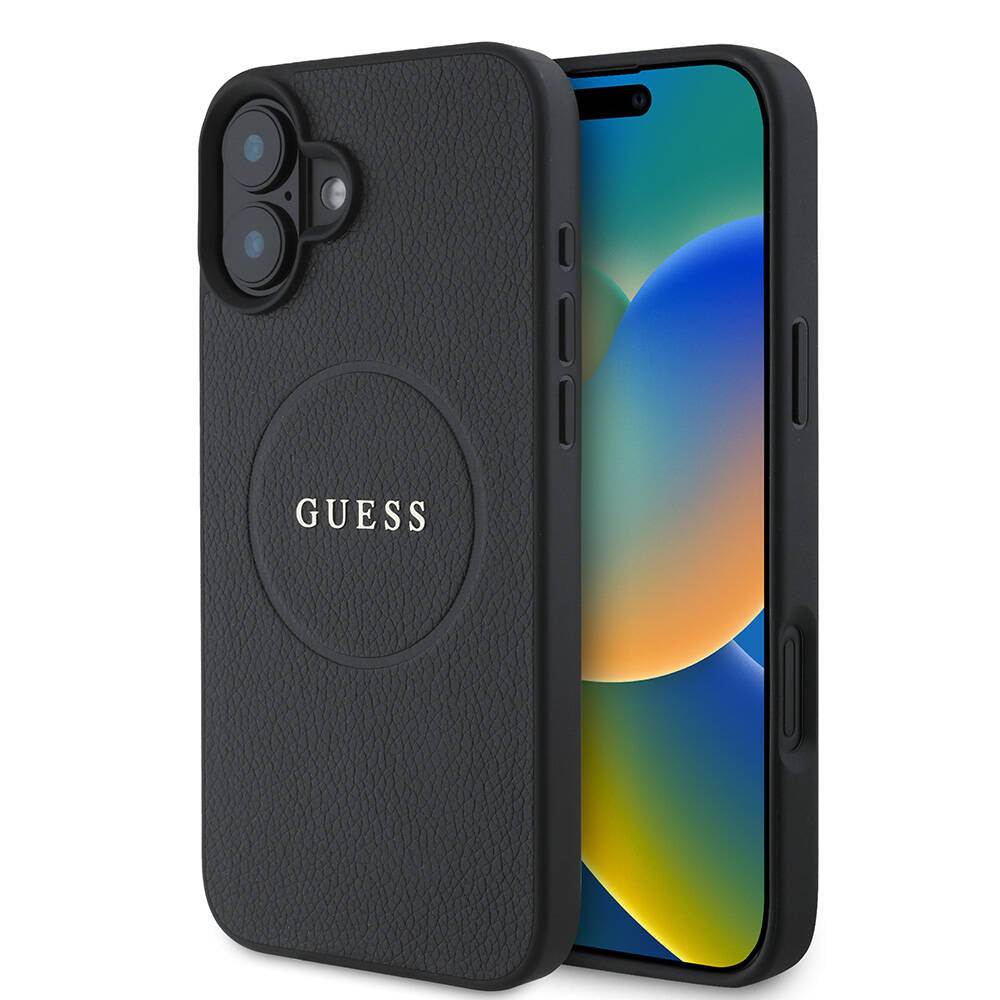 Guess - Grained Gold Ring MagSafe (GUHMP16SPGHSMMK) - iPhone 16 - Black