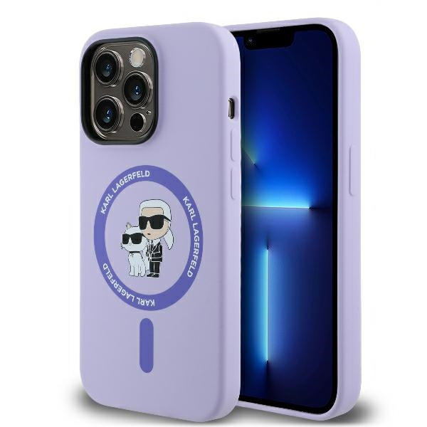 Karl Lagerfeld - Silicone Ring MagSafe (KLHMP14XSCMKCRHU) - iPhone 14 Pro Max - Purple Karl&Choupette Heads