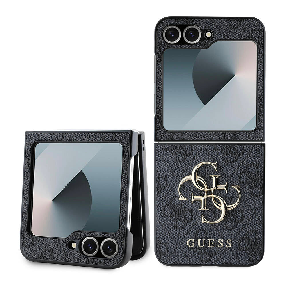 Guess - Leather 4G Metal Logo (GUHCZF64GMGGR) - Samsung Galaxy Z Flip6 / Flip7 FE - Black