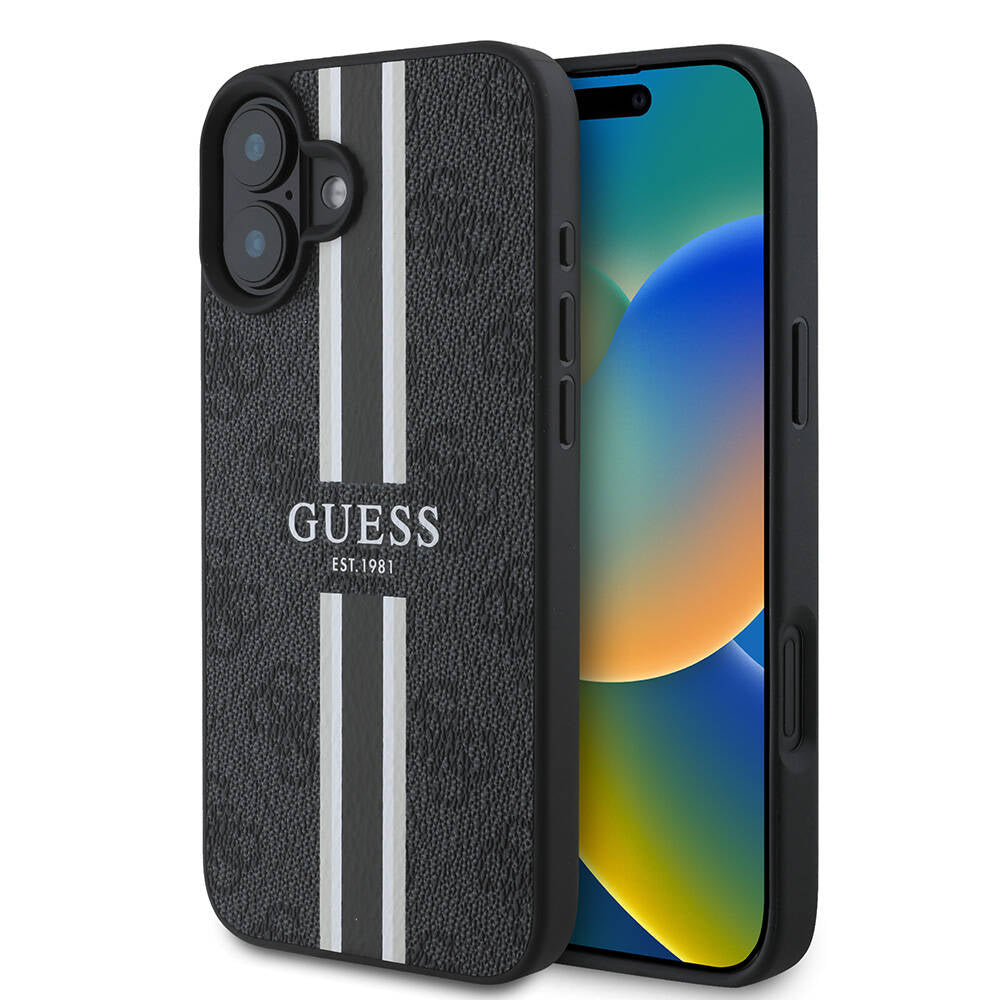 Guess - Hardcase 4G Printed Stripes MagSafe (GUHMP16MP4RPSK) - iPhone 16 Plus - Black