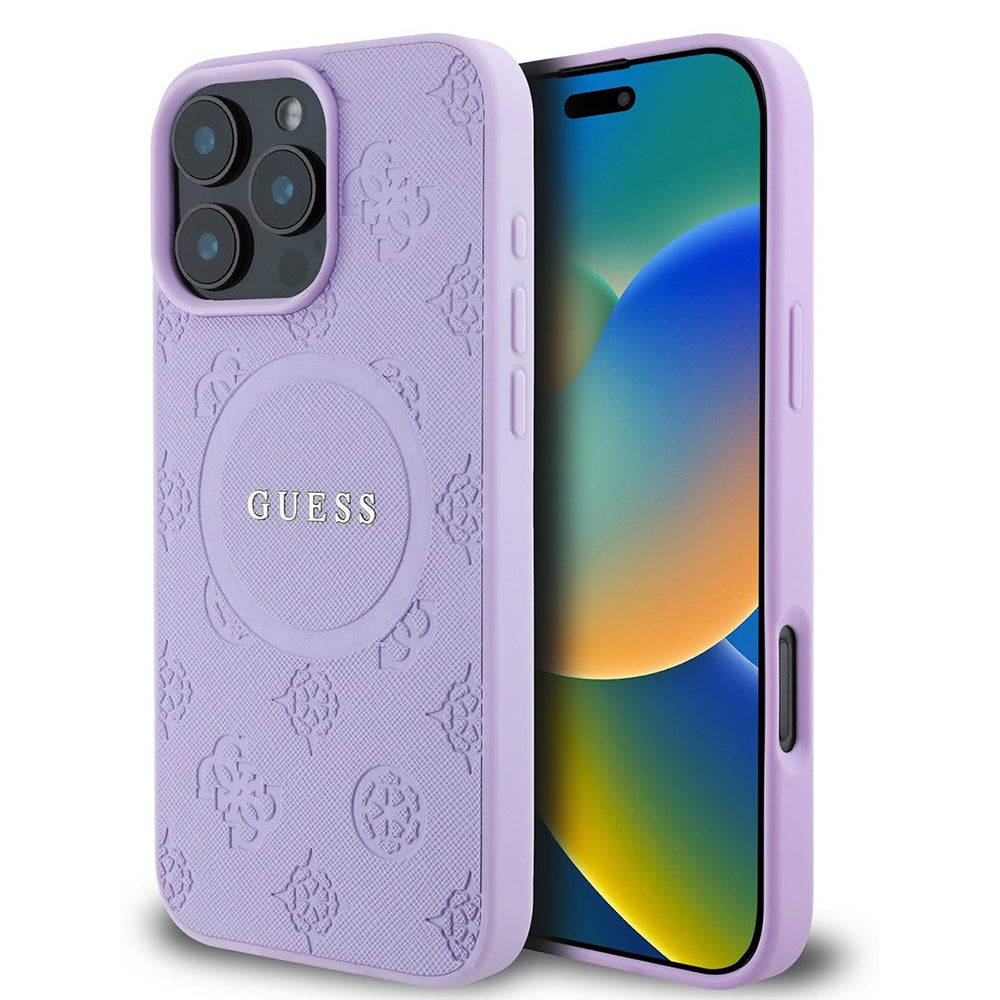 Guess - Saffiano Peony Classic Logo MagSafe (GUHMP16LPSAPSMEU) - iPhone 16 Pro - Purple