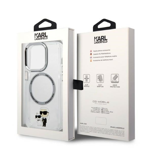 Karl Lagerfeld IML NFT Back Cover Hard Case Karl & Choupette Διάφανη θήκη προστασίας με ενσωματωμένο δαχτυλίδι MagSafe – iPhone 14 Pro (Clear/Grey)