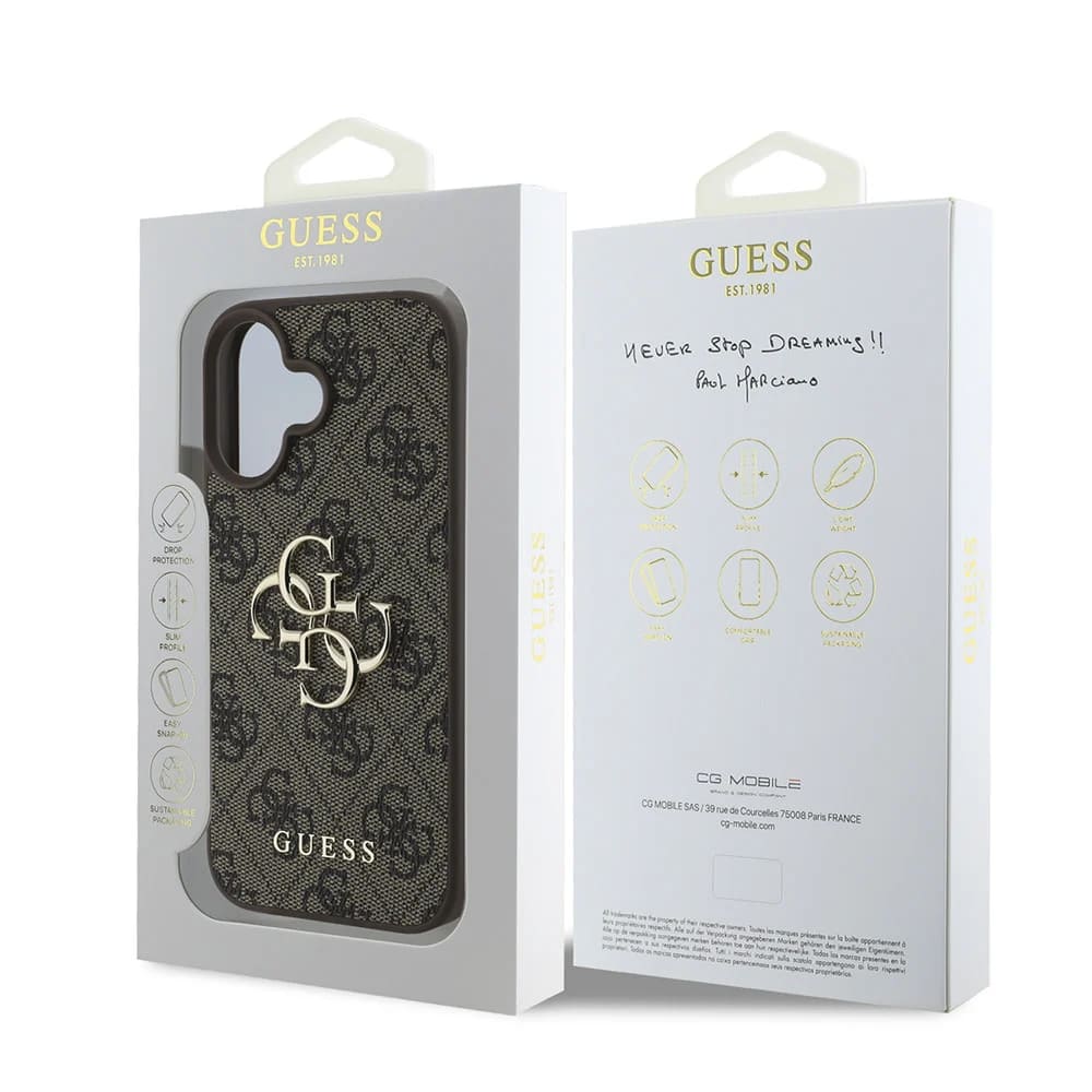 Guess “4G Logo Collection” Hard Case PU Case Θήκη προστασίας από δερματίνη – iPhone 16 (Καφε – GUHCP16S4GMGBR)