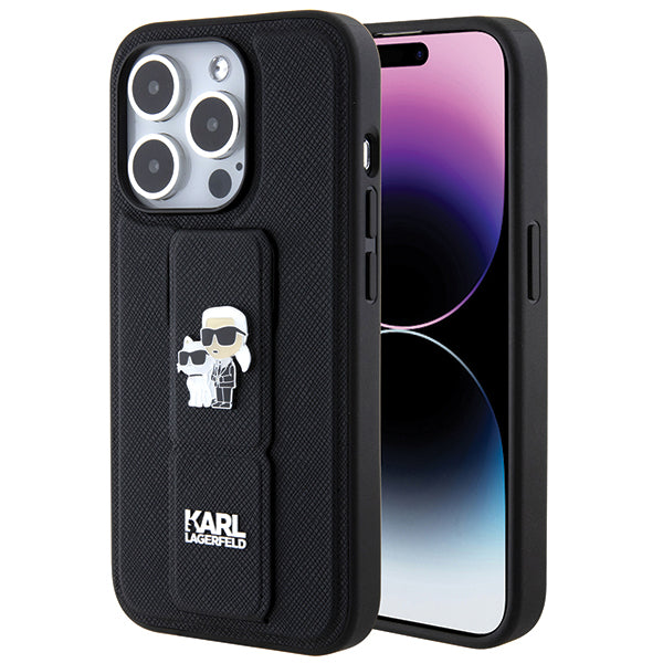 Karl Lagerfeld - Saffiano Gripstand (KLHCP14LGSAKCPK) - iPhone 14 Pro - Karl&Choupette