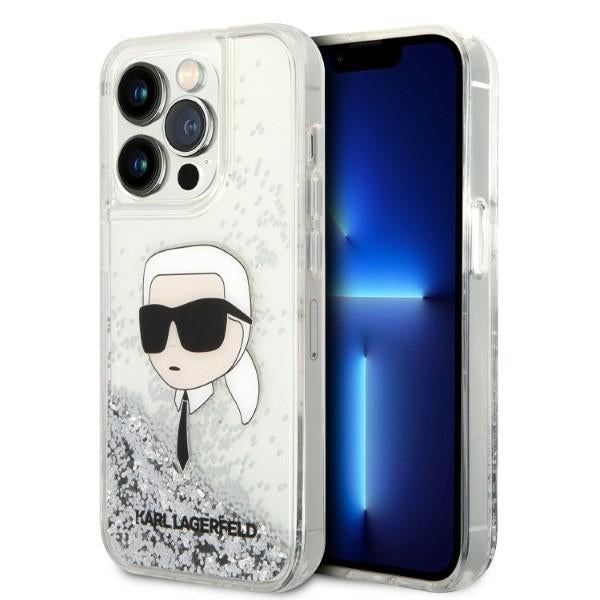 Karl Lagerfeld - Hardcase Glitter (KLHCP14LLNKHCH) - iPhone 14 Pro - Silver Karl Head