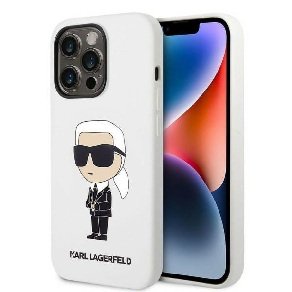 Karl Lagerfeld - Silicone (KLHCP14LSNIKBCH) - iPhone 14 Pro - White Ikonik