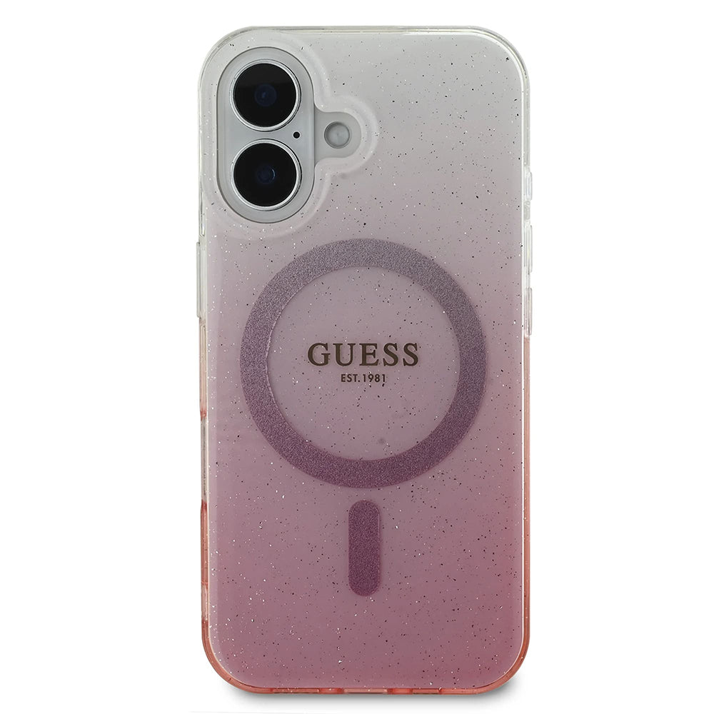 Guess Magsafe “Glitter Gradient” Hard Case Θήκη προστασίας από σκληρό πλαστικό – iPhone 16 (Ροζ – GUHMP16SHGRCELP)