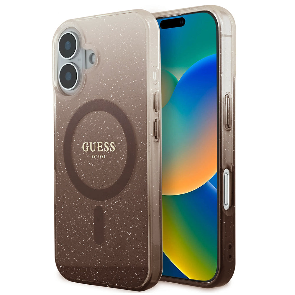 Guess - IML Glitter Gradient MagSafe (GUHMP16MHGRCELW) - iPhone 16 Plus - Brown