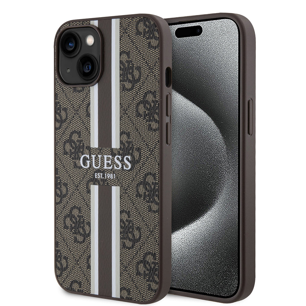 Guess - Hardcase 4G Printed Stripes MagSafe (GUHMP15SP4RPSW) - iPhone 15 - Brown