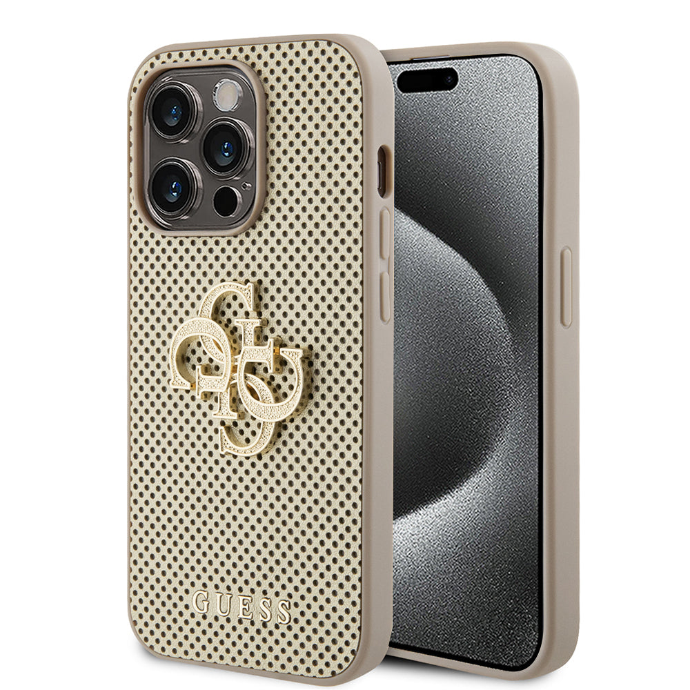 Guess - Leather Perforated 4G (GUHCP15XPSP4LGD) - iPhone 15 Pro Max - Gold