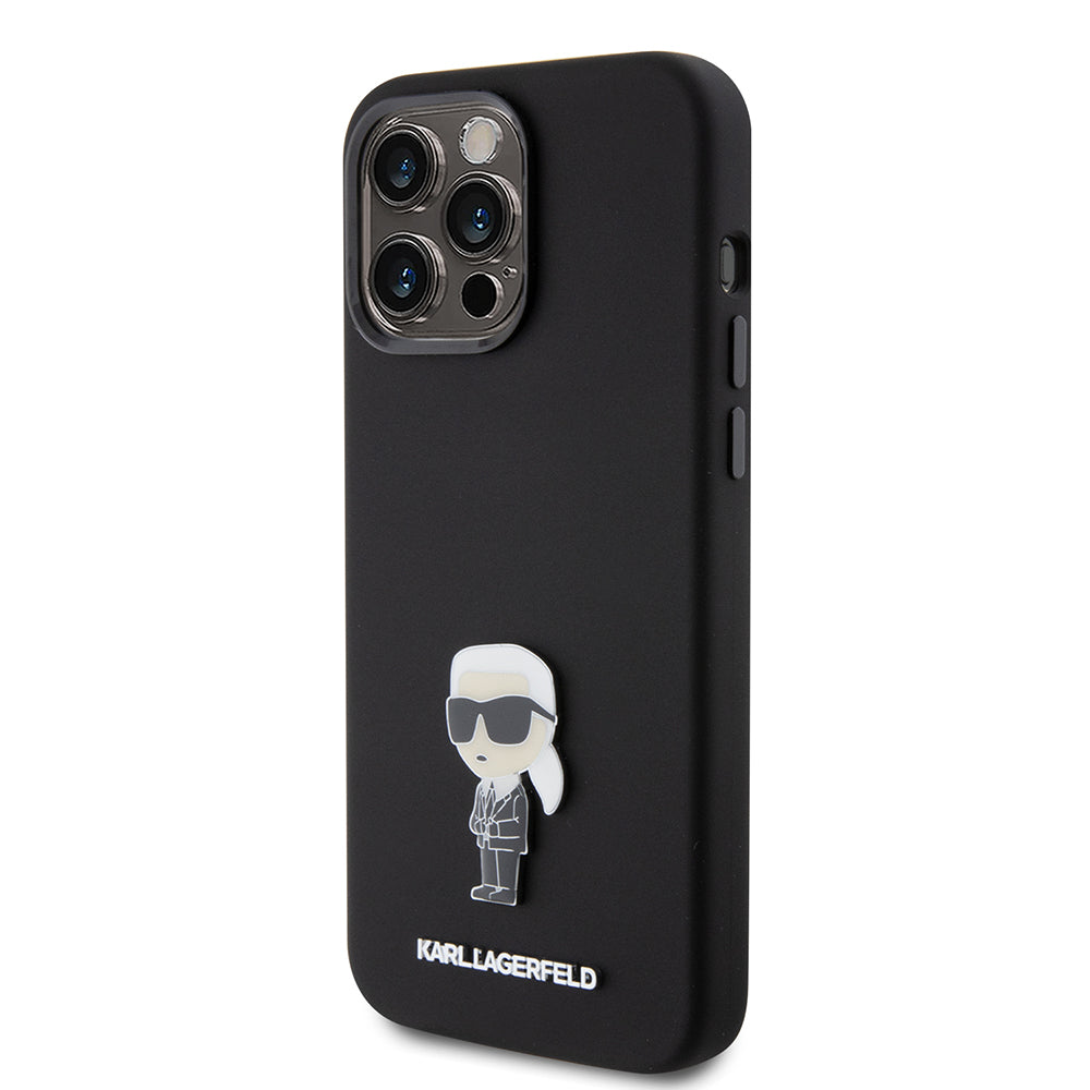 Karl Lagerfeld Ikonik Metal Pin Hard Case Θήκη προστασίας από σιλικόνη  – iPhone 15 Pro Max (Black – KLHCP15XSMHKNPK)