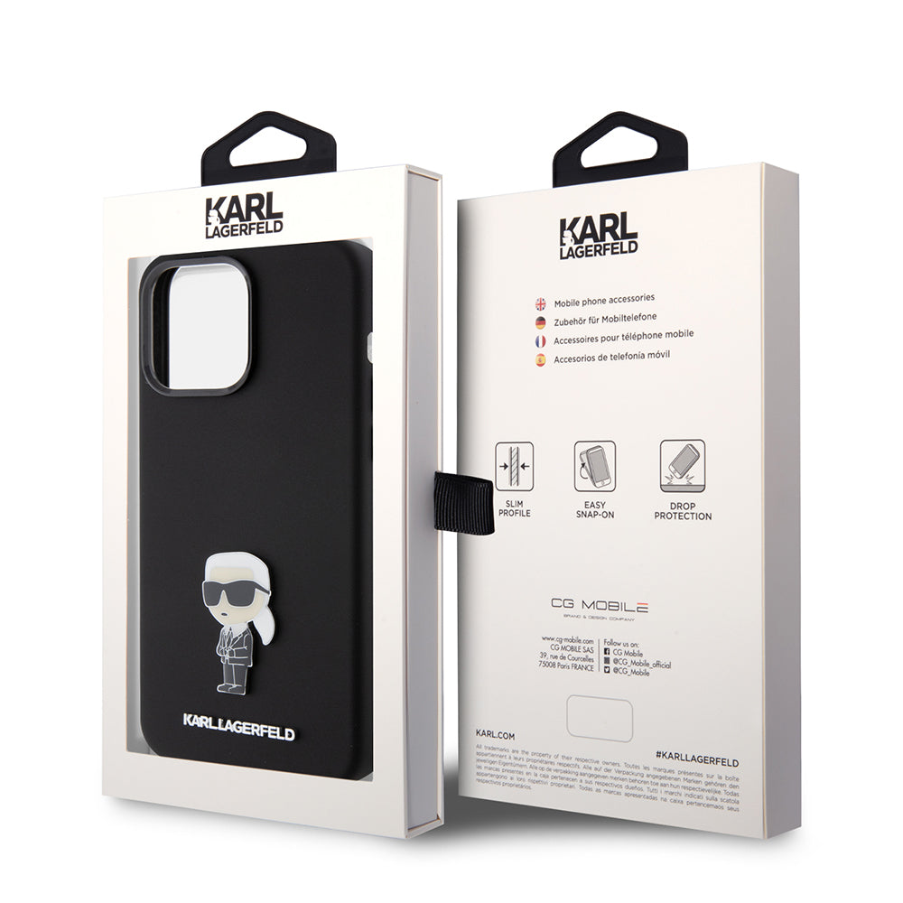 Karl Lagerfeld Ikonik Metal Pin Hard Case Θήκη προστασίας από σιλικόνη  – iPhone 15 Pro Max (Black – KLHCP15XSMHKNPK)