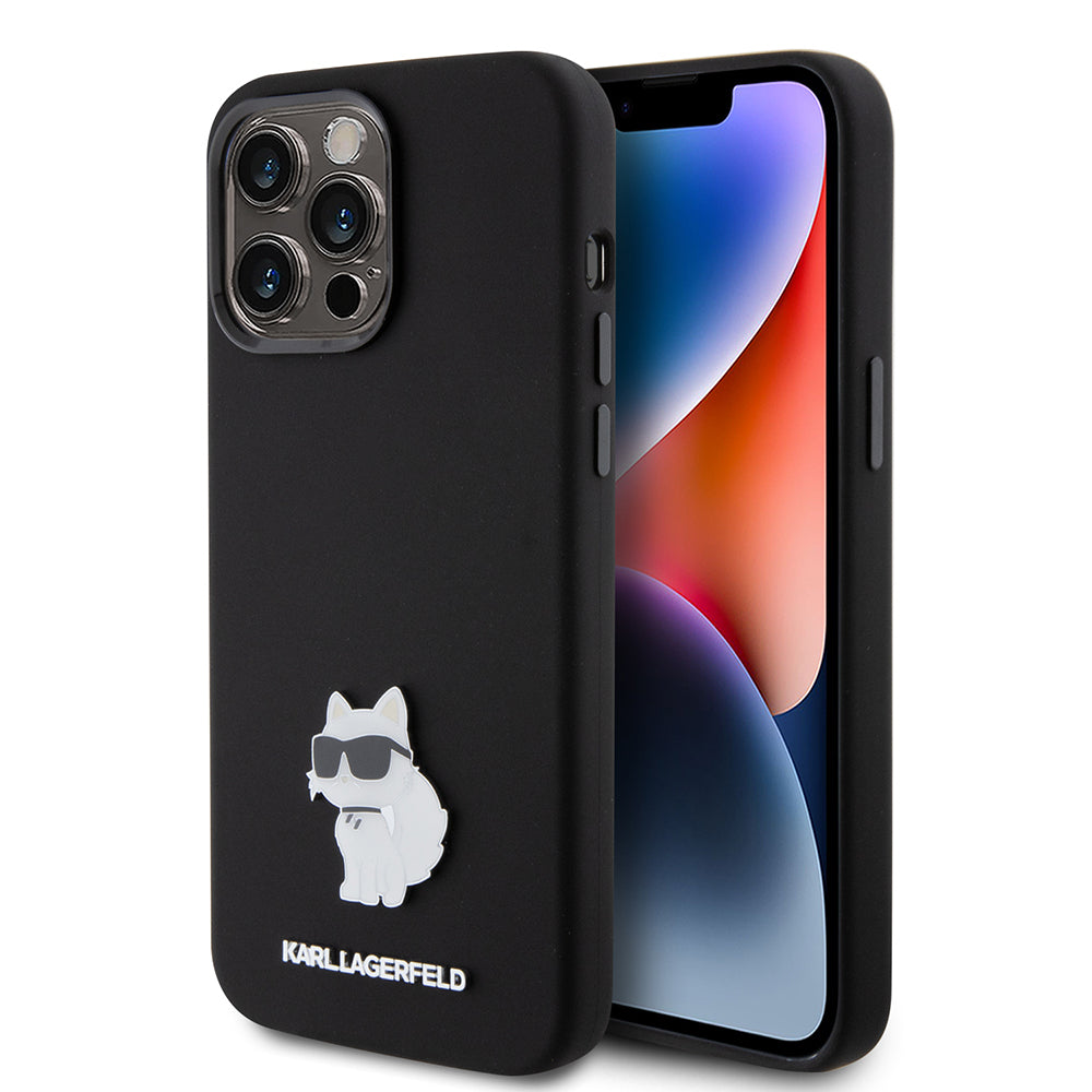 Karl Lagerfeld - Silicone (KLHCP15XSMHCNPK) - iPhone 15 Pro Max - Choupette Metal Pin
