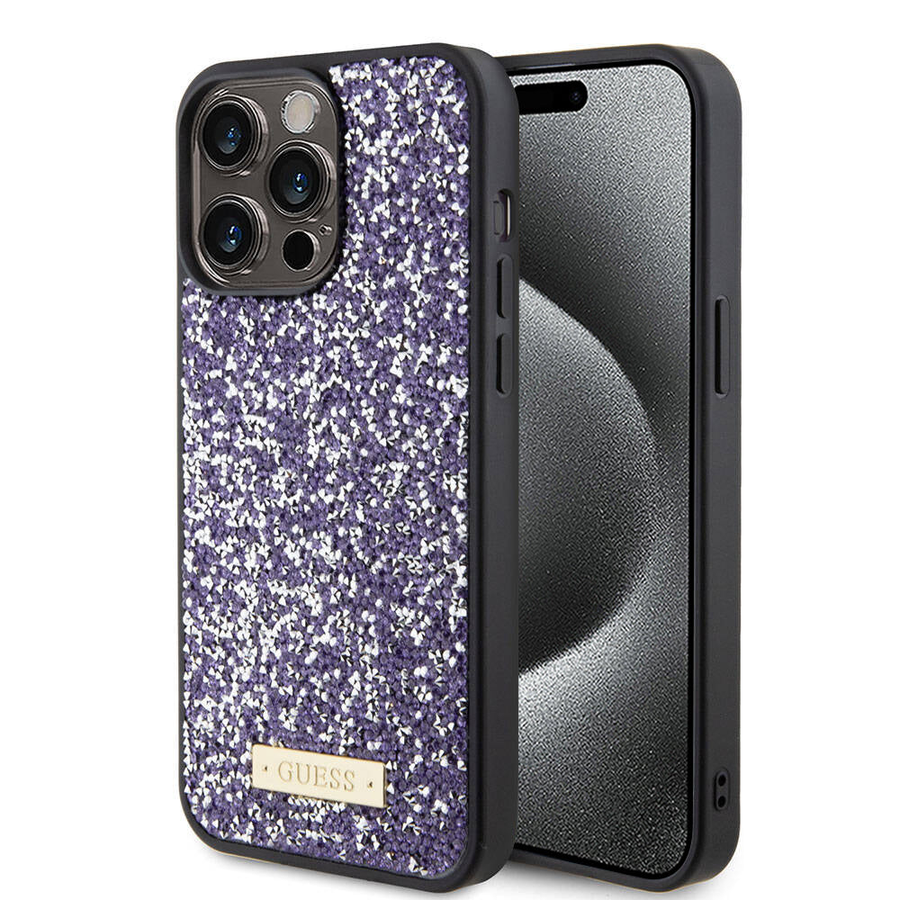 Guess - Rhinestone Metal Logo (GUHCP15LPFGSBSP) - iPhone 15 Pro - Purple