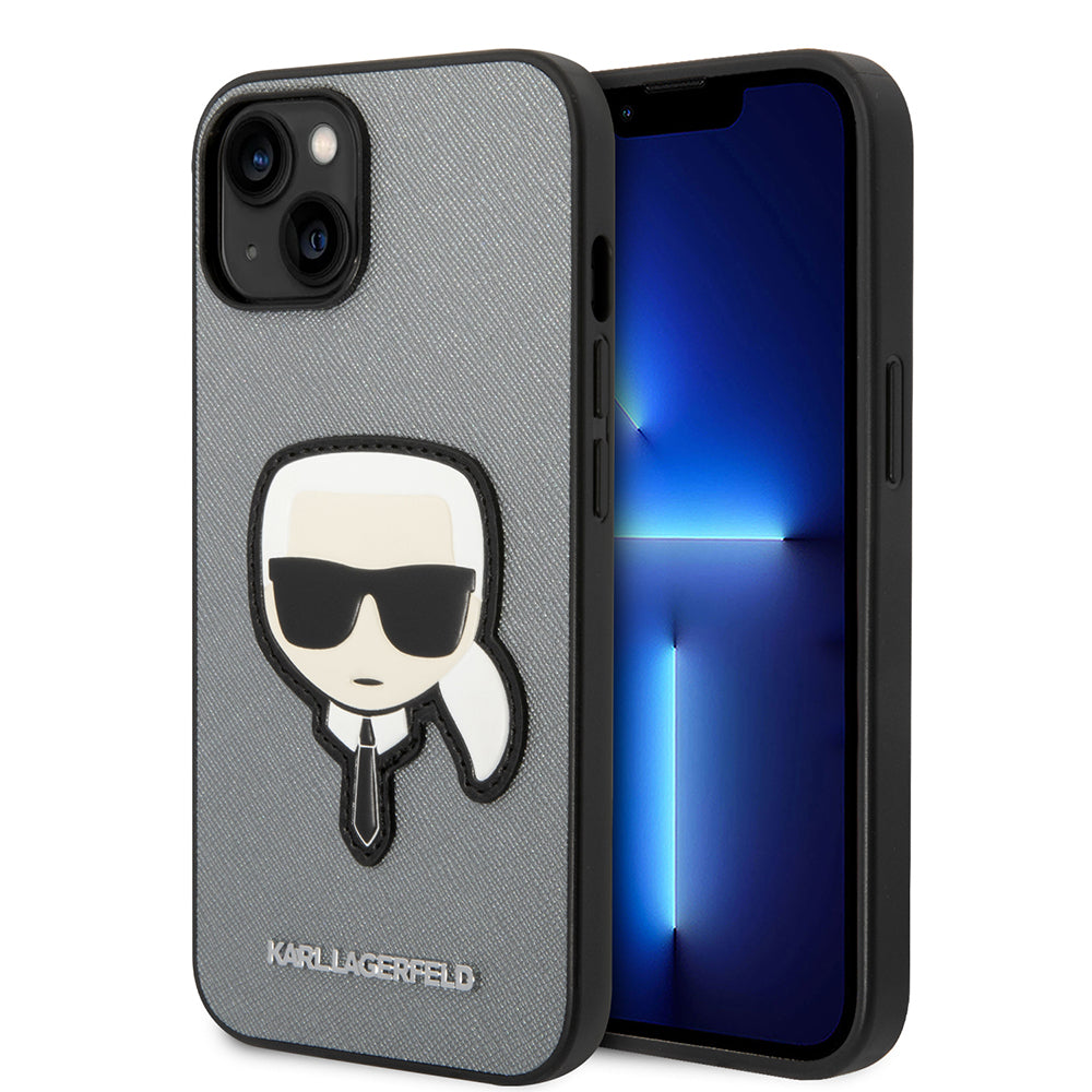 Karl Lagerfeld - Saffiano (KLHCP14MSAPKHG) - iPhone 14 Plus - Silver Karl`s Head