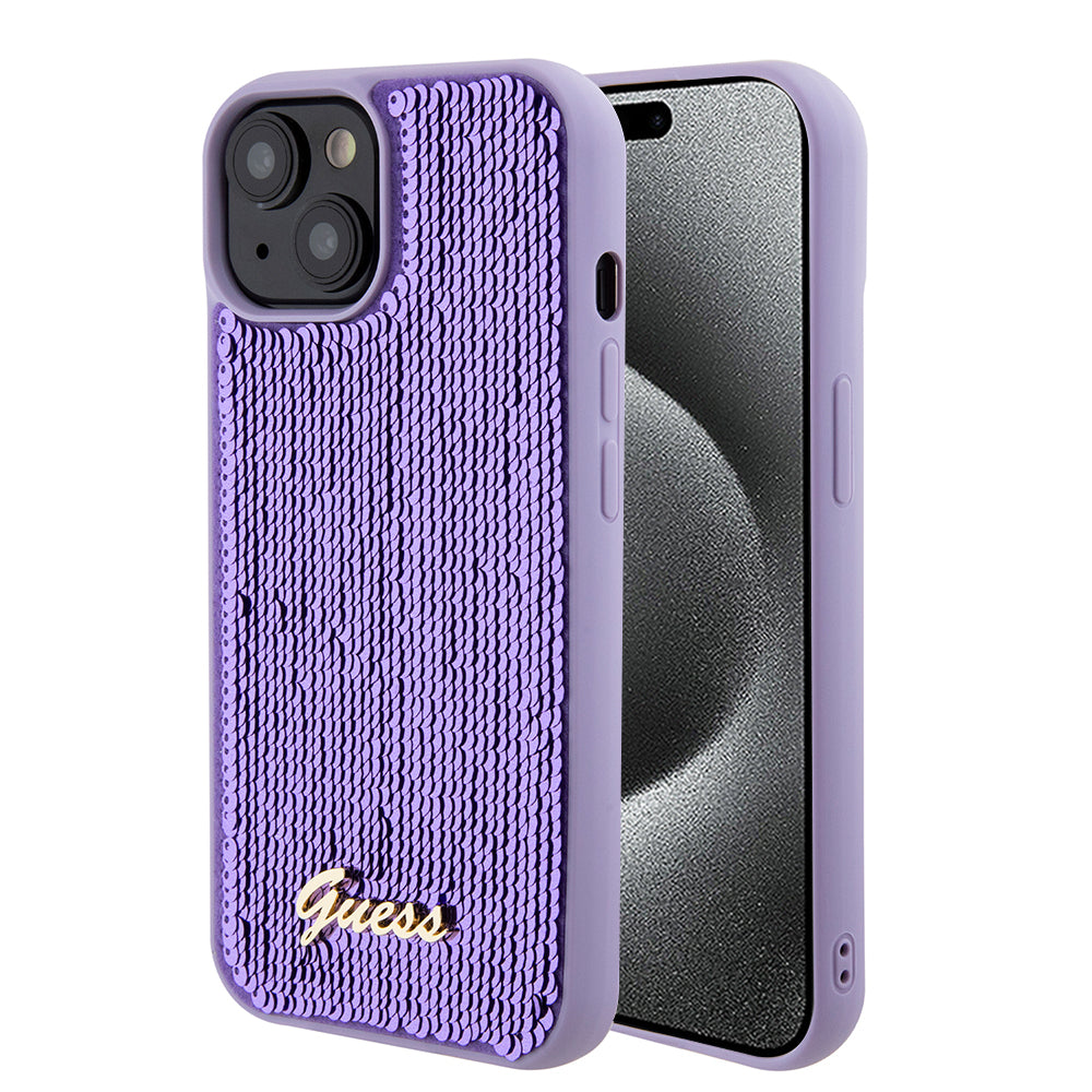 Guess - Sequin Script Metal (GUHCP15SPSFDGSU) - iPhone 15 - Purple