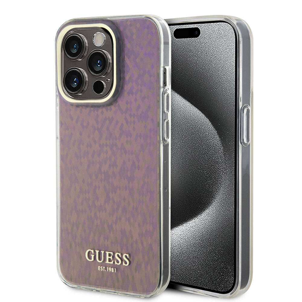 Guess - Hardcase IML Faceted Mirror Disco Iridescent (GUHCP15LHDECMP) - iPhone 15 Pro - Pink