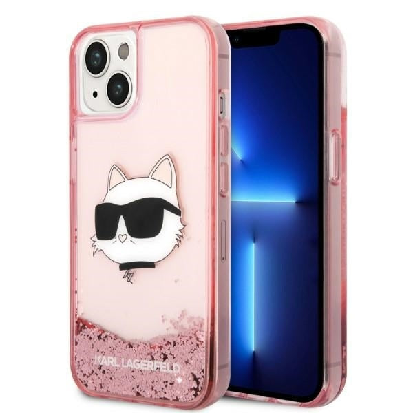 Karl Lagerfeld - Hardcase Glitter (KLHCP14MLNCHCP) - iPhone 14 Plus - Pink Choupette Head