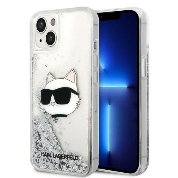 Karl Lagerfeld - Hardcase Glitter (KLHCP14MLNCHCS) - iPhone 14 Plus - Silver Choupette Head