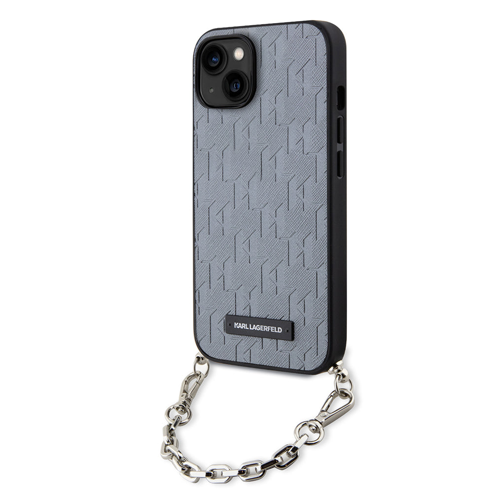 Karl Lagerfeld - Saffiano Monogram Chain (KLHCP14SSACKLHPG) - iPhone 14 - Silver