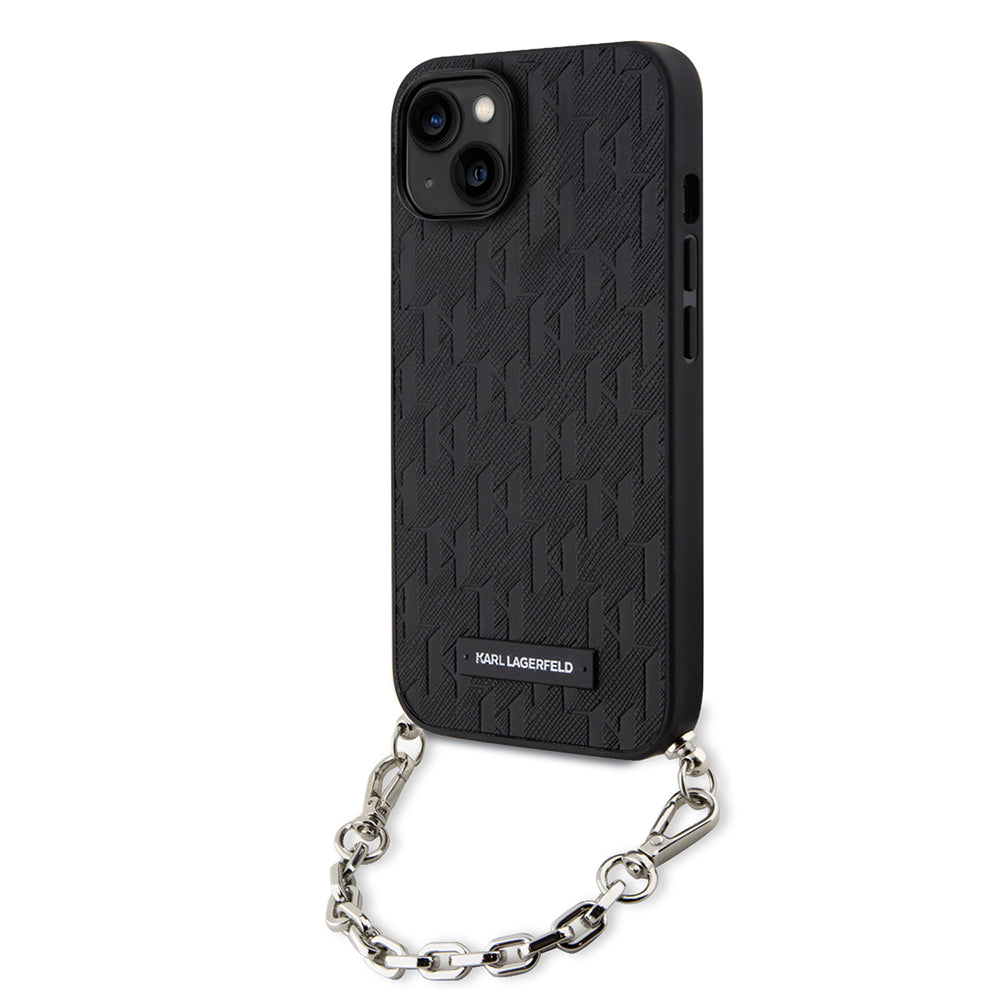 Karl Lagerfeld - Saffiano Monogram Chain (KLHCP14SSACKLHPK) - iPhone 14 - Black