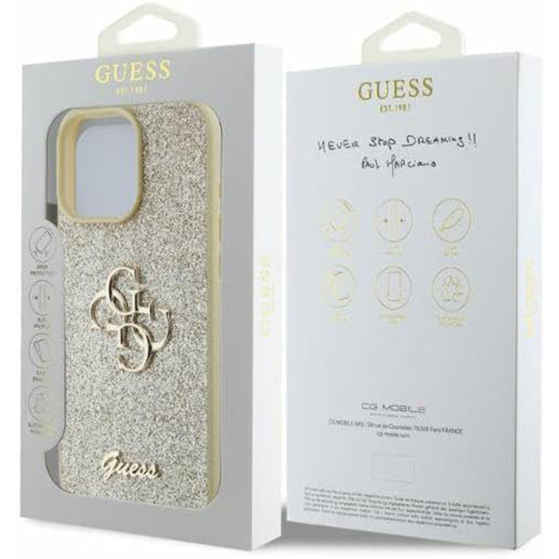 Guess Fixed Glitter Big 4G Logo Case Θήκη προστασίας από σιλικόνη – iPhone 16 Pro (Χρυσό – GUHCP16LHG4SGD)