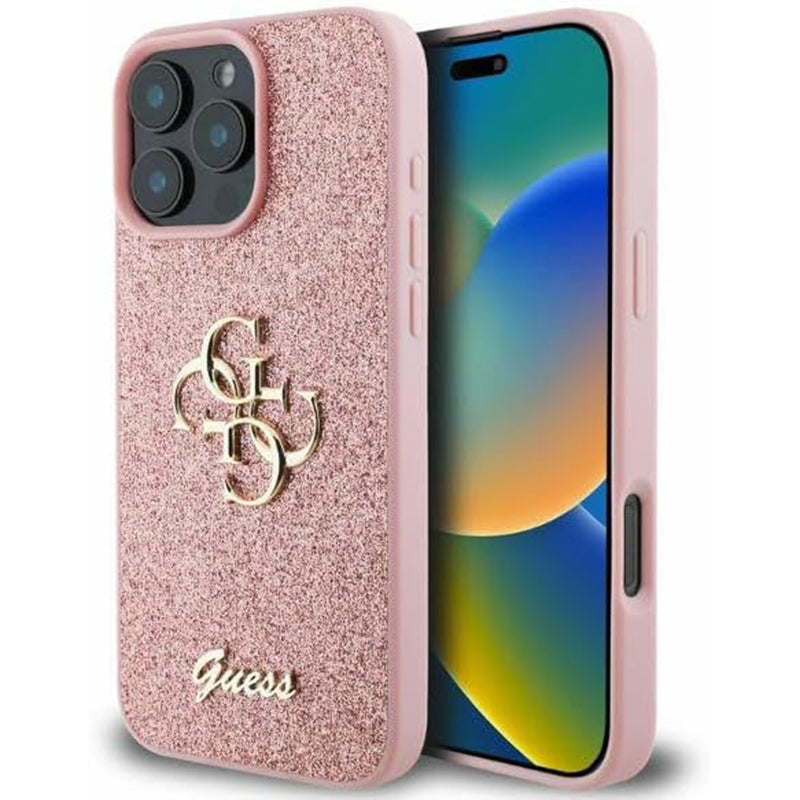 Guess Fixed Glitter Big 4G Logo Case Θήκη προστασίας από σιλικόνη – iPhone 16 Pro (Ροζ – GUHCP16LHG4SGP)
