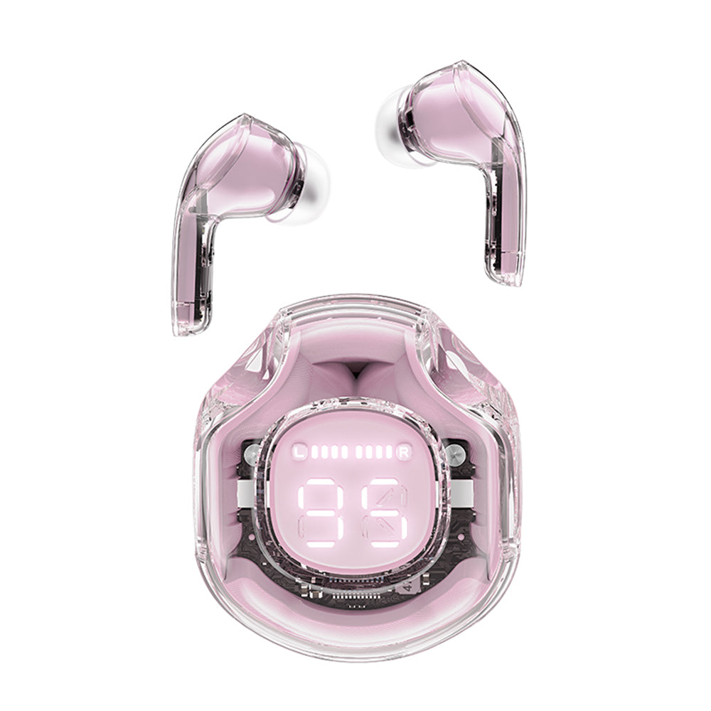 Acefast - Wireless Earbuds (T8) - USB-C, IPX4, Bluetooth 5.3, AI Call Noise Reduction, Digital Display, 480mAh - Lotus Pink
