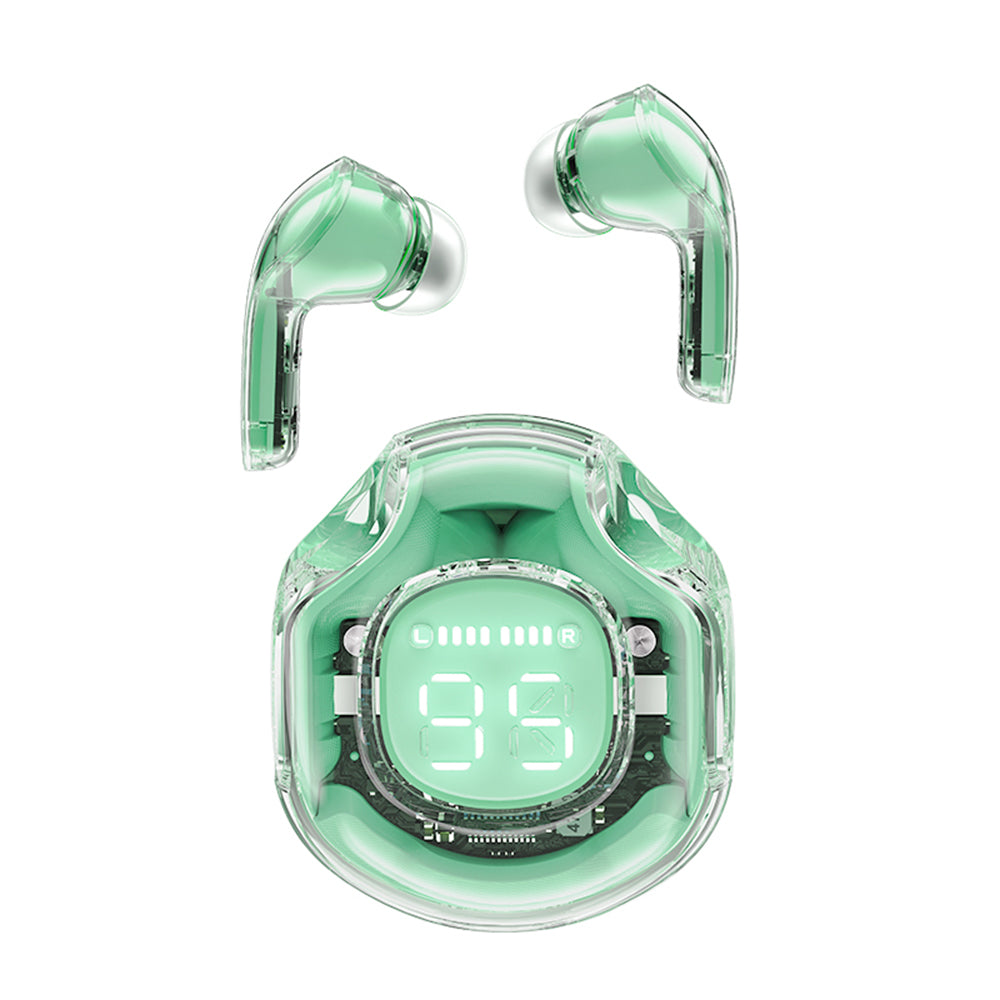 Acefast - Wireless Earbuds (T8) - USB-C, IPX4, Bluetooth 5.3, AI Call Noise Reduction, Digital Display, 480mAh - Mint Green
