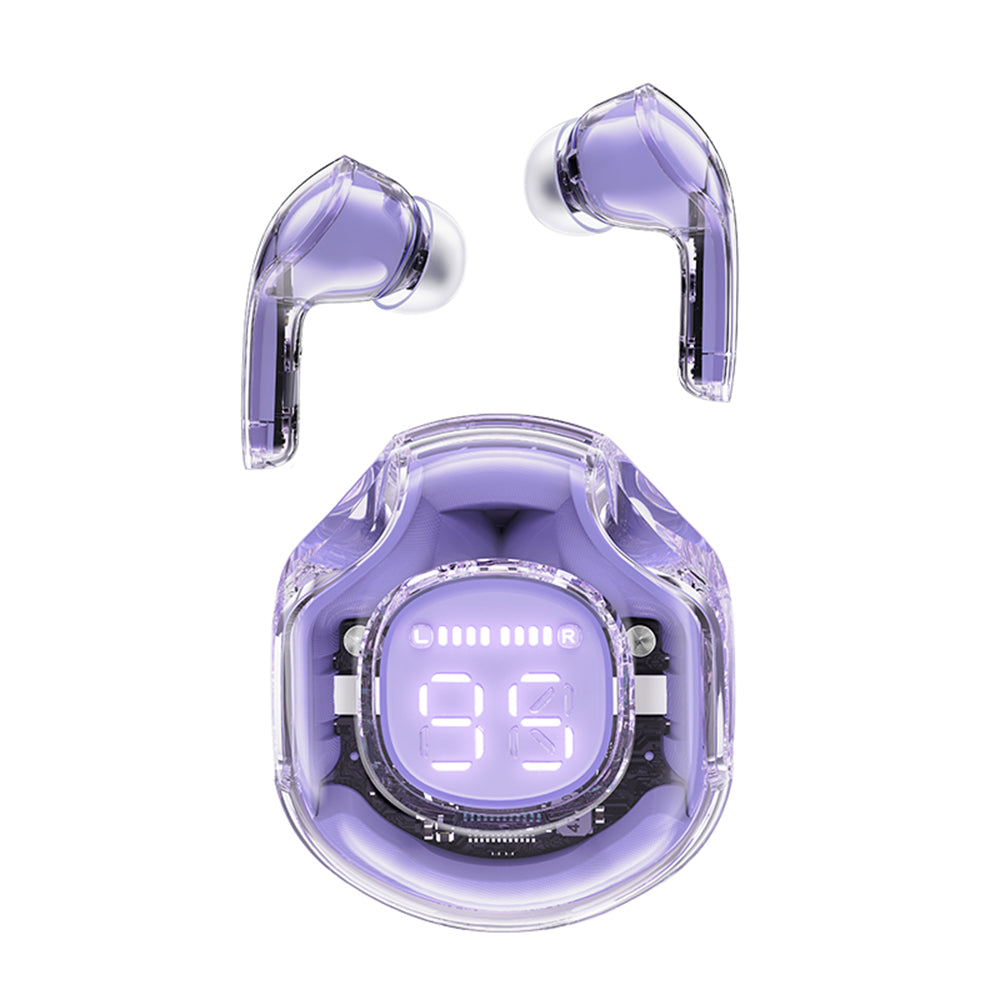 Acefast - Wireless Earbuds (T8) - USB-C, IPX4, Bluetooth 5.3, AI Call Noise Reduction, Digital Display, 480mAh - Purple