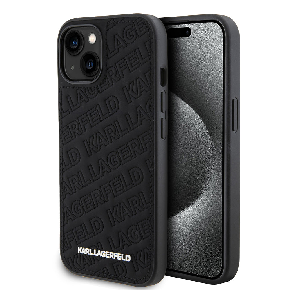 Karl Lagerfeld - Diagonal Quilted K Pattern (KLHCP15SPQKPMK) - iPhone 15 - Black