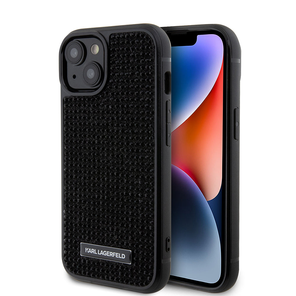 Karl Lagerfeld - Hardcase Rhinestone (KLHCP15SHDSPLK) - iPhone 15 - Logo Metal Plate