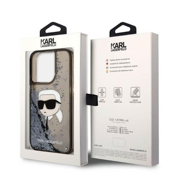 Karl Lagerfeld Ikonik Case Karl's Head Θήκη προστασίας από σκληρό πλαστικό – iPhone 14 Pro Max (Clear Black/Glitter)