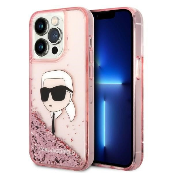 Karl Lagerfeld - Hardcase Glitter (KLHCP14XLNKHCP) - iPhone 14 Pro Max - Pink Karl Head
