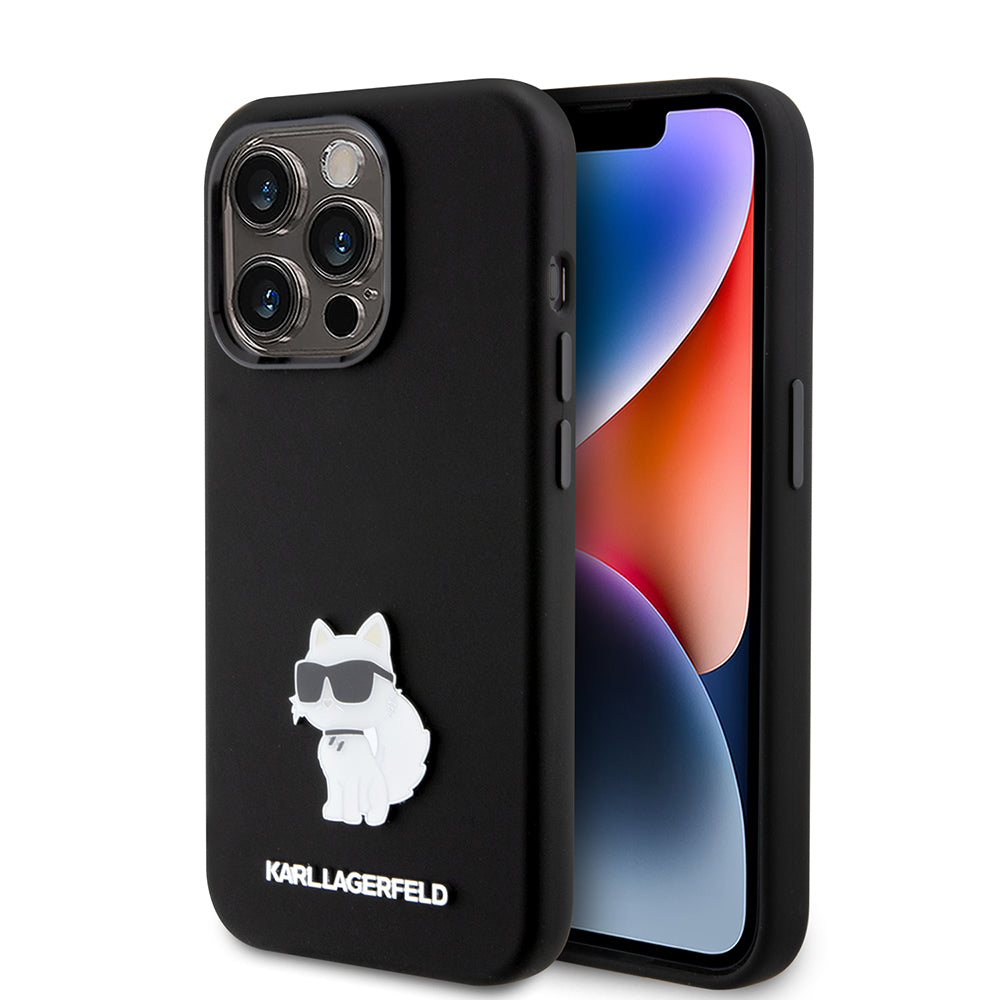 Karl Lagerfeld - Silicone (KLHCP15LSMHCNPK) - iPhone 15 Pro - Choupette Metal Pin