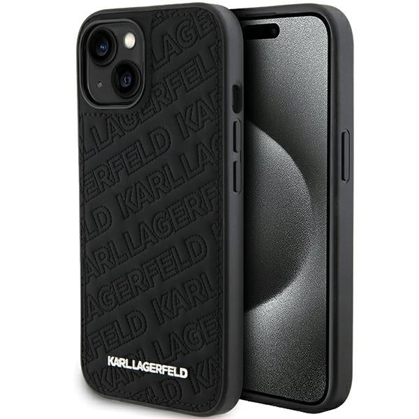 Karl Lagerfeld - Diagonal Quilted K Pattern (KLHCP15MPQKPMK) - iPhone 15 Plus - Black