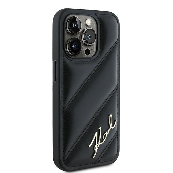 Karl Lagerfeld “Quilted Metal Signature Logo Collection” Case Θήκη προστασίας από δερματίνη – iPhone 15 Pro Max (Μαύρο – KLHCP15XPQDSMGK)