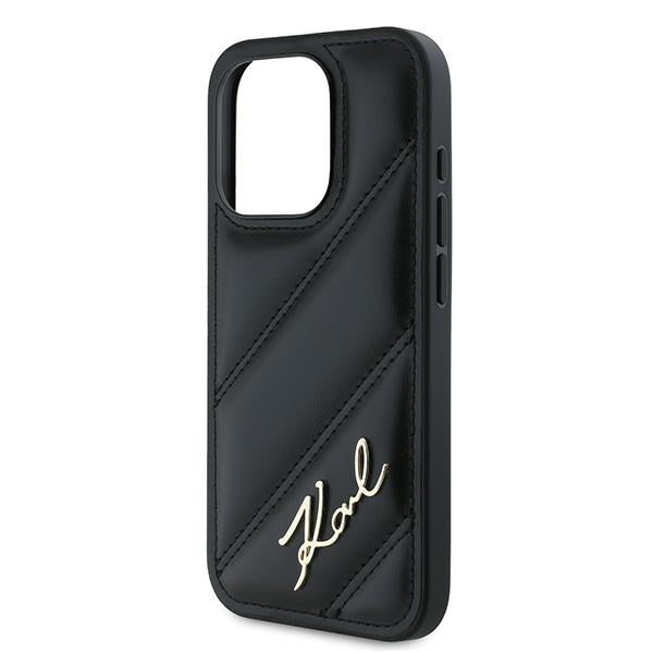 Karl Lagerfeld “Quilted Metal Signature Logo Collection” Case Θήκη προστασίας από δερματίνη – iPhone 15 Pro Max (Μαύρο – KLHCP15XPQDSMGK)