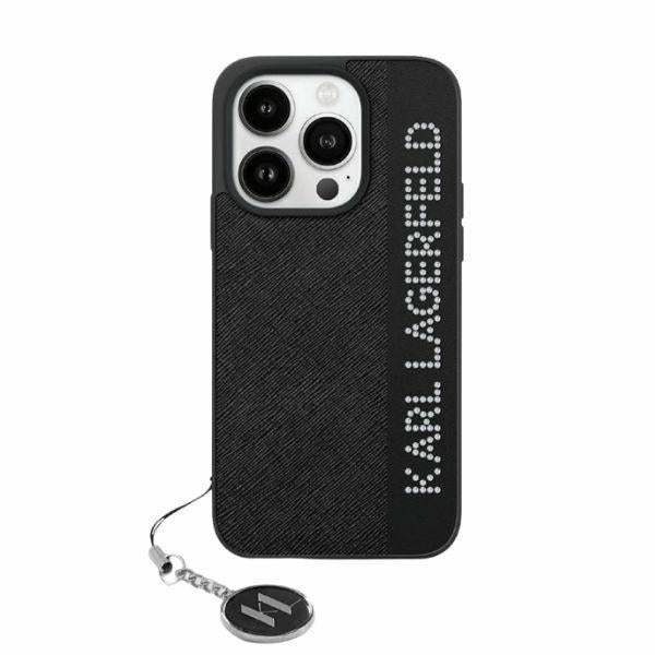 Karl Lagerfeld - Saffiano Rhinestones&Charm (KLHCP15XPSAKDGCK) - iPhone 15 Pro Max - Black