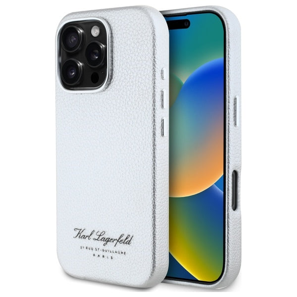 Karl Lagerfeld “Rue St.Guillaume Logo Collection” Θήκη προστασίας από σιλικόνη – iPhone 16 Pro (Γκρι – KLHCP16LPGWCMKHK)