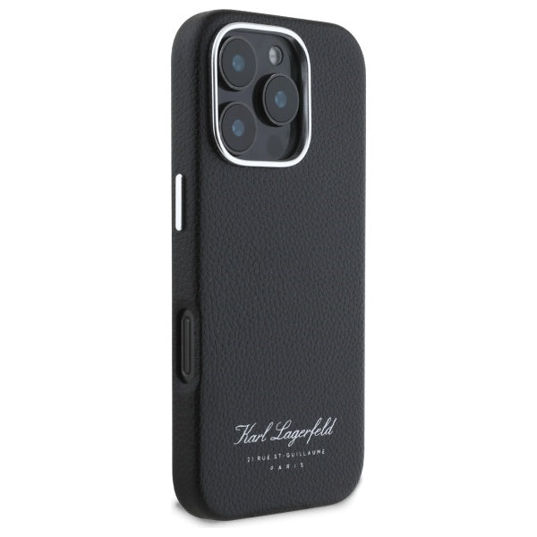 Karl Lagerfeld “Rue St.Guillaume Logo Collection” Θήκη προστασίας από σιλικόνη – iPhone 16 Pro (Μαύρο – KLHCP16LPGWCMKHK)
