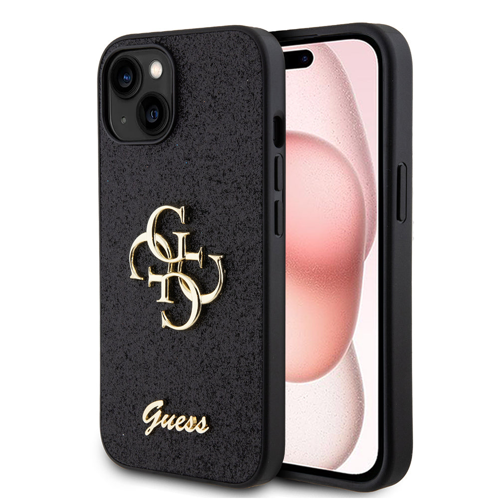 Guess - Glitter Script Big 4G (GUHCP15SHG4SGK) - iPhone 15 - Black