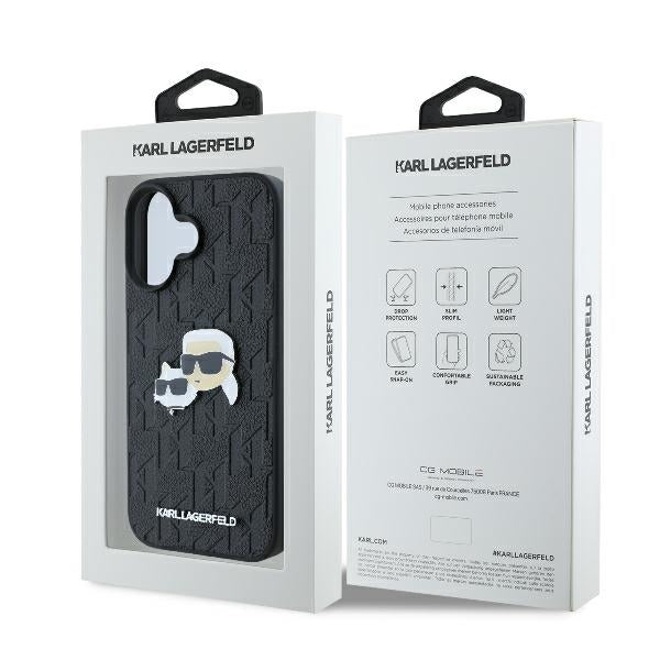 Karl Lagerfeld Monogram Ikonik Patch Saffiano Case Θήκη προστασίας από δερματίνη – iPhone 16 (Μαύρο – KLHCP16SPGKLKCPK)