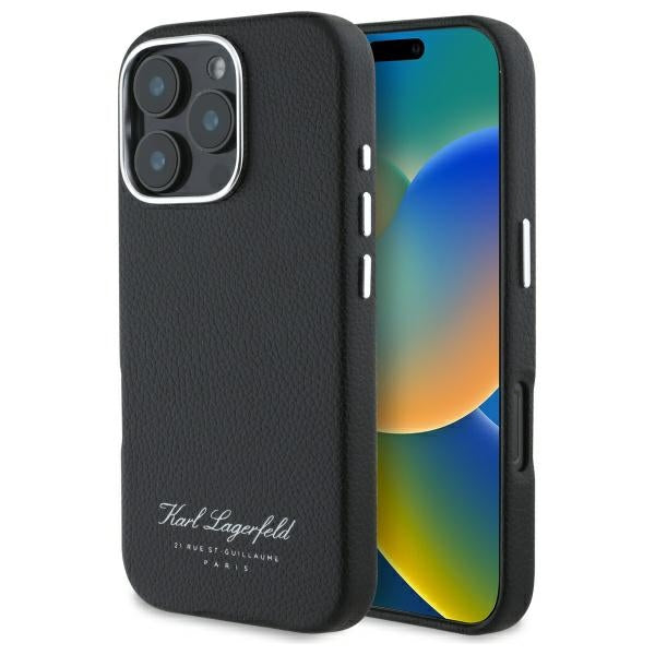 Karl Lagerfeld “Rue St.Guillaume Logo Collection” Θήκη προστασίας από σιλικόνη – iPhone 16 Pro Max (Μαύρο – KLHCP16XPGWCMKHK)
