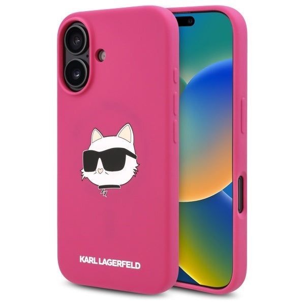 Karl Lagerfeld - Silicone MagSafe (KLHMP16SSCHPPLF) - iPhone 16 - Fuchsia Choupette Head