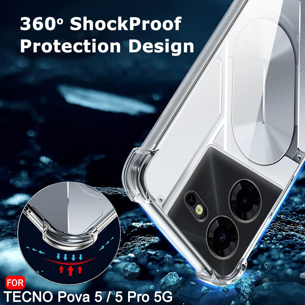 Techsuit - Shockproof Clear Silicone - Tecno Pova 5 Pro - Clear