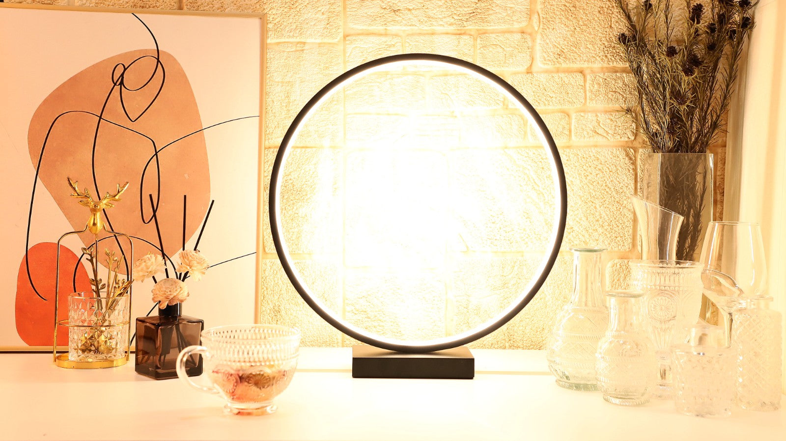 Designnest Round Table Lamp |Heng| Σφαιρική διακοσμητική λάμπα διαμέτρου 35 εκατοστών με ροοστάτη (Μαύρο)