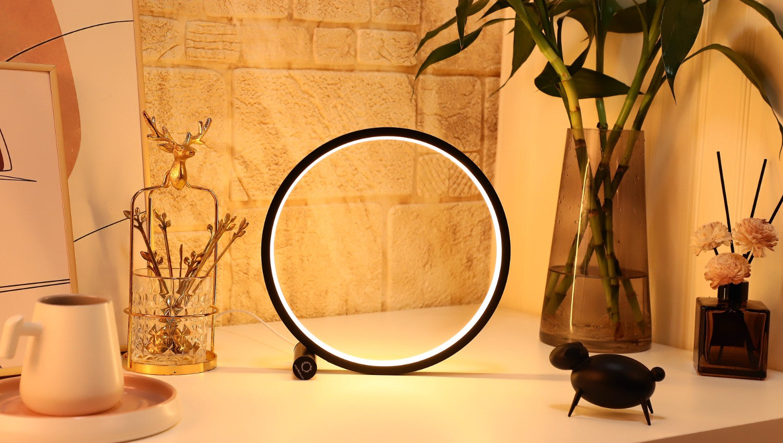 Designnest Round Table Lamp |Heng| Touch Σφαιρική διακοσμητική λάμπα διαμέτρου 25 εκατοστών με ροοστάτη αφής (Μαύρο)