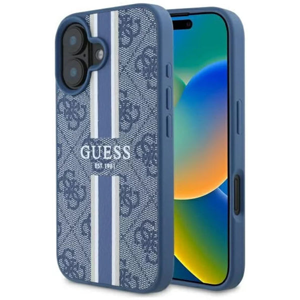 Guess - Hardcase 4G Printed Stripes MagSafe (GUHMP16SP4RPSB) - iPhone 16 - Blue